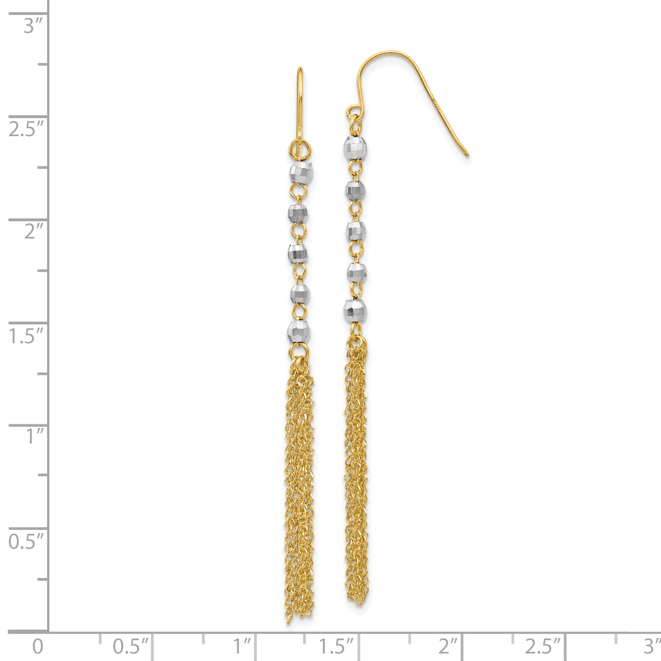 14K Two-tone Bead Tassel Earrings