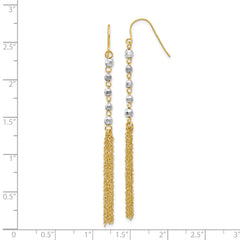 14K Two-tone Bead Tassel Earrings