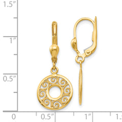 14K Leverback Filigree Earrings