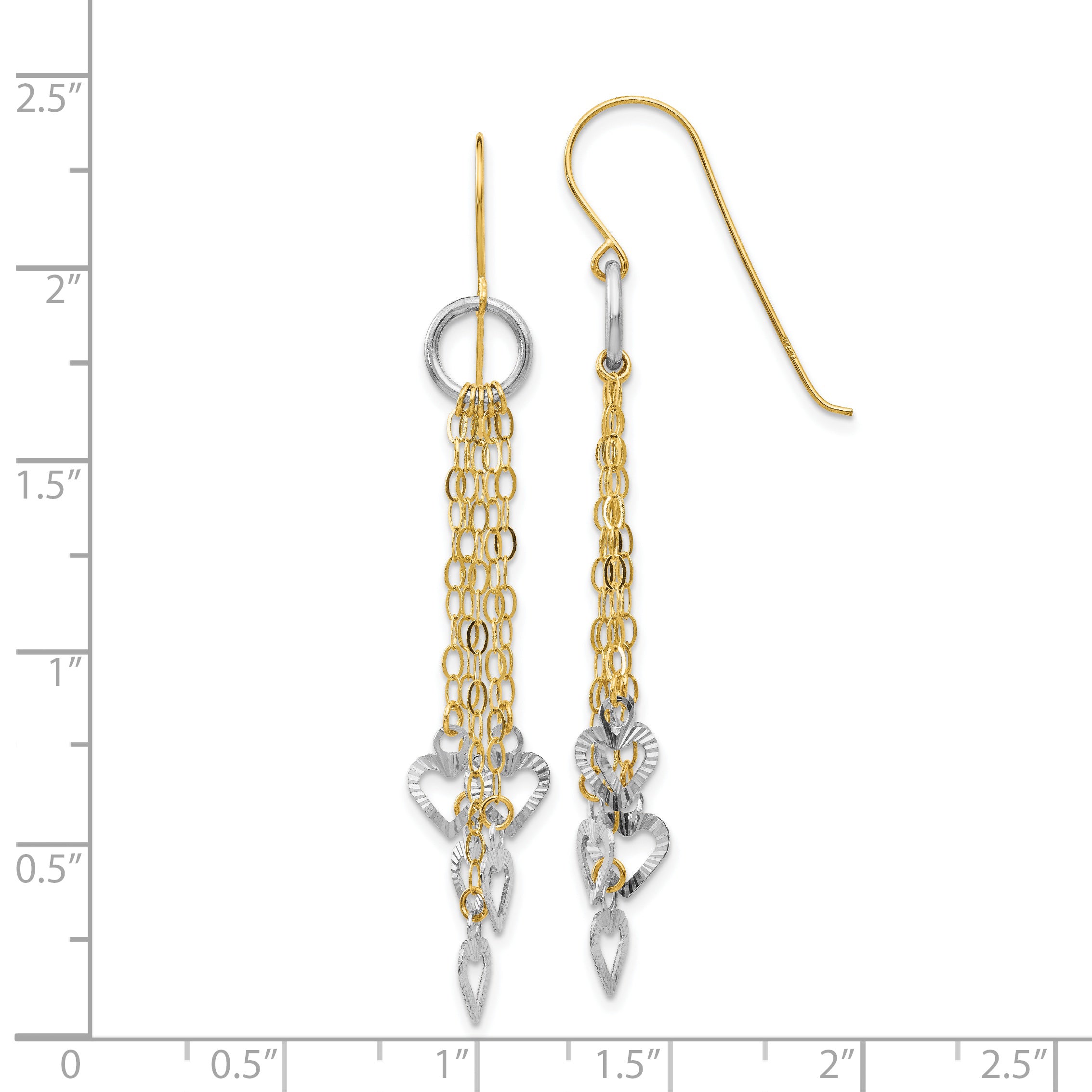 14K Two-tone Circle 5 Heart Earrings