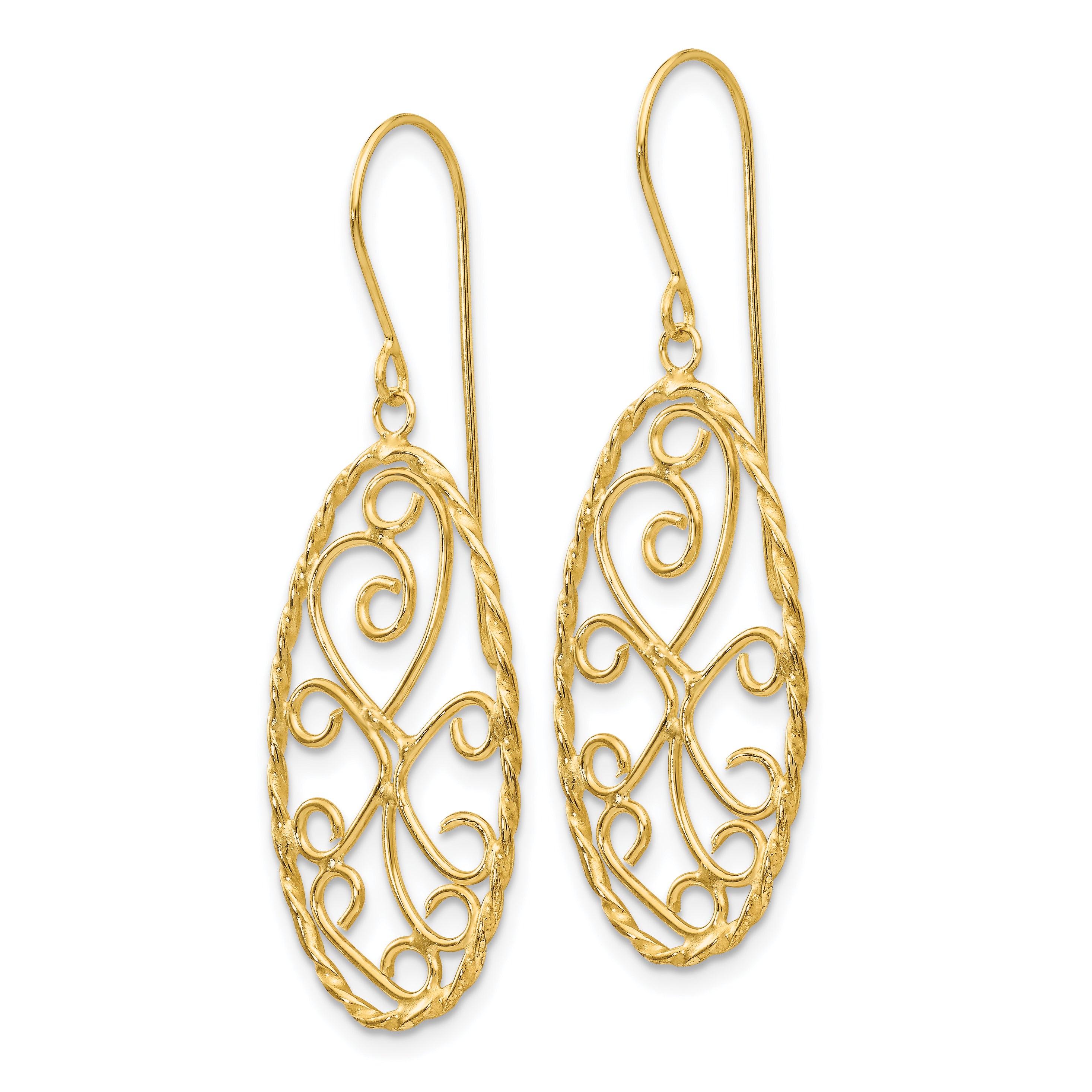 14K Oval Fancy Curved Bars Earrings