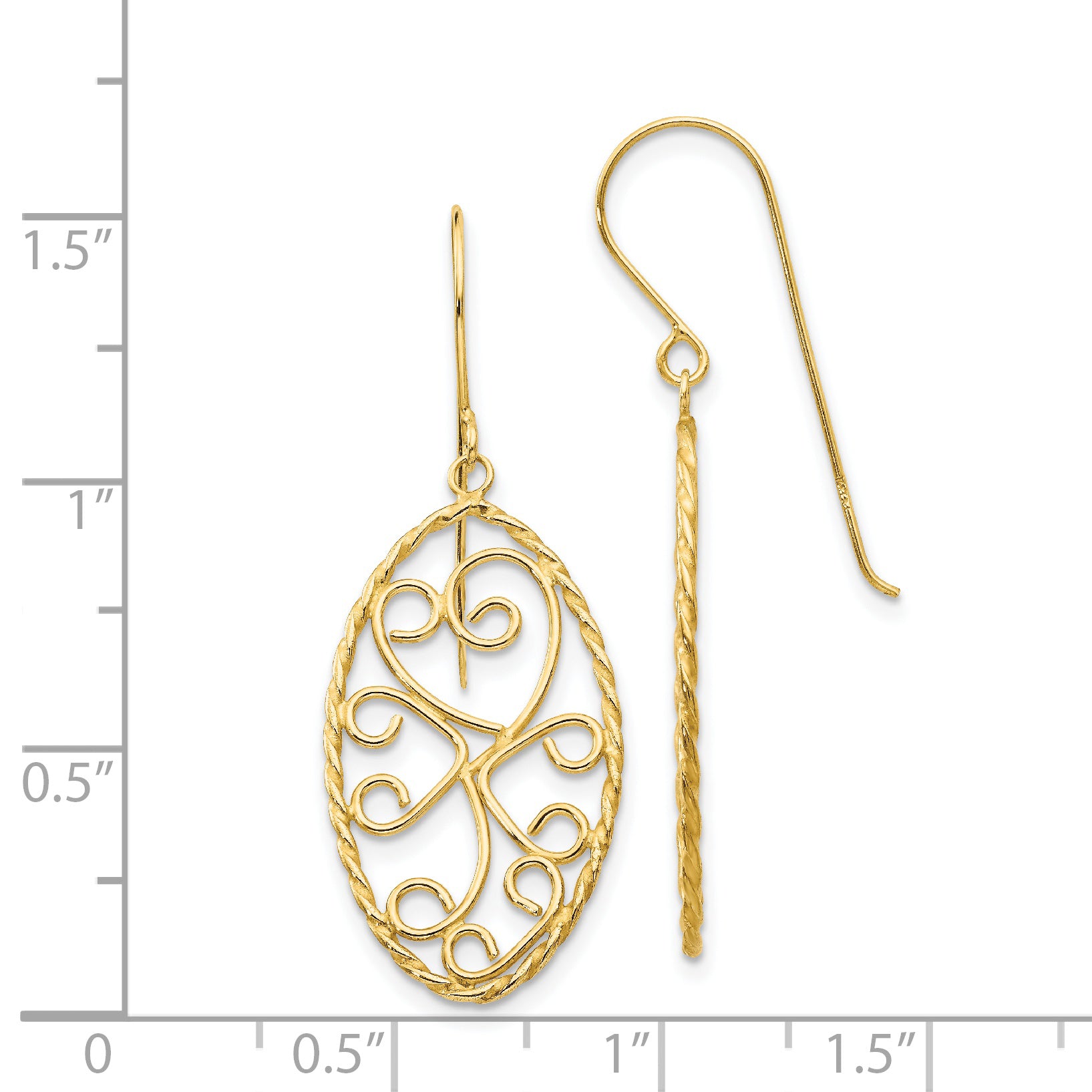 14K Oval Fancy Curved Bars Earrings