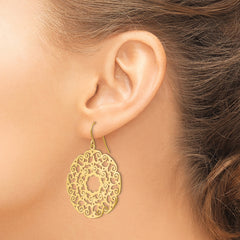 14K Fancy Lace Filigree Dangle Earrings