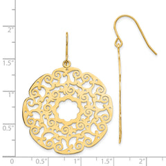 14K Fancy Lace Filigree Dangle Earrings