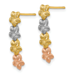 14K Tri-Color Plumeria Earrings