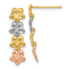 14K Tri-Color Plumeria Earrings