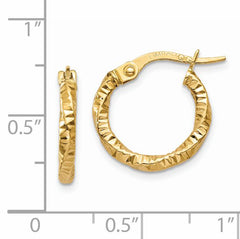 14K Polished and Textured Hoop Earrings