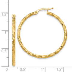 14K Polished and Textured Hoop Earrings