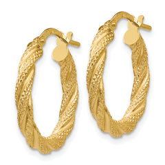 14K Twisted Textured Hoop Earrings