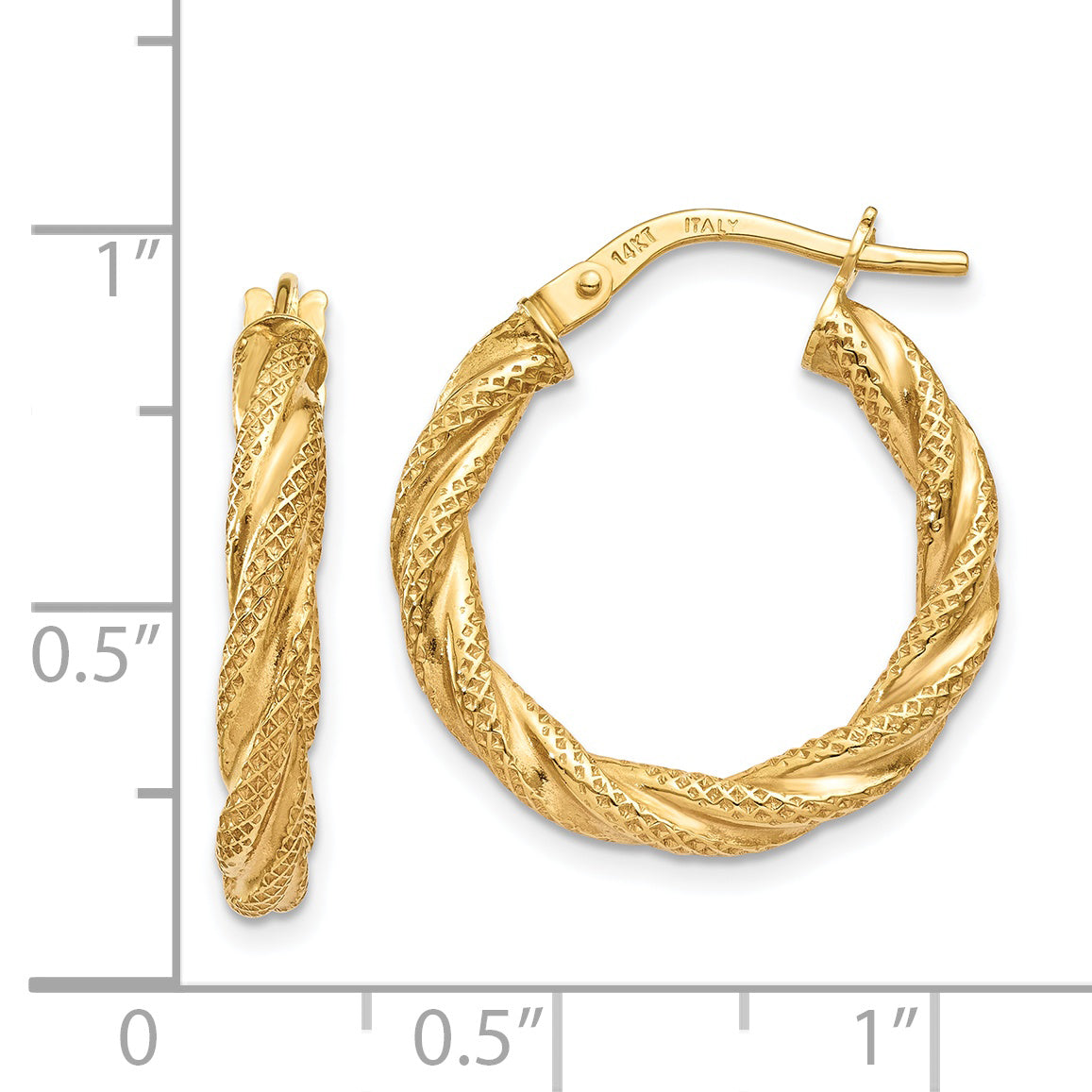 14K Twisted Textured Hoop Earrings