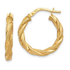 14K Twisted Textured Hoop Earrings