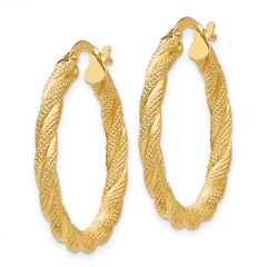 14K Twisted Textured Hoop Earrings