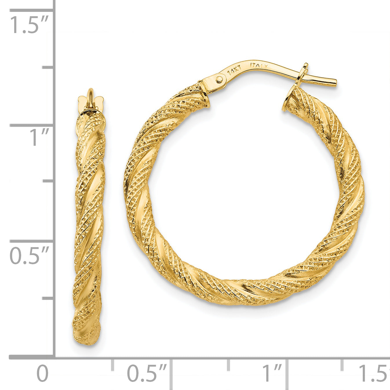 14K Twisted Textured Hoop Earrings