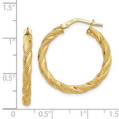 14K Twisted Textured Hoop Earrings