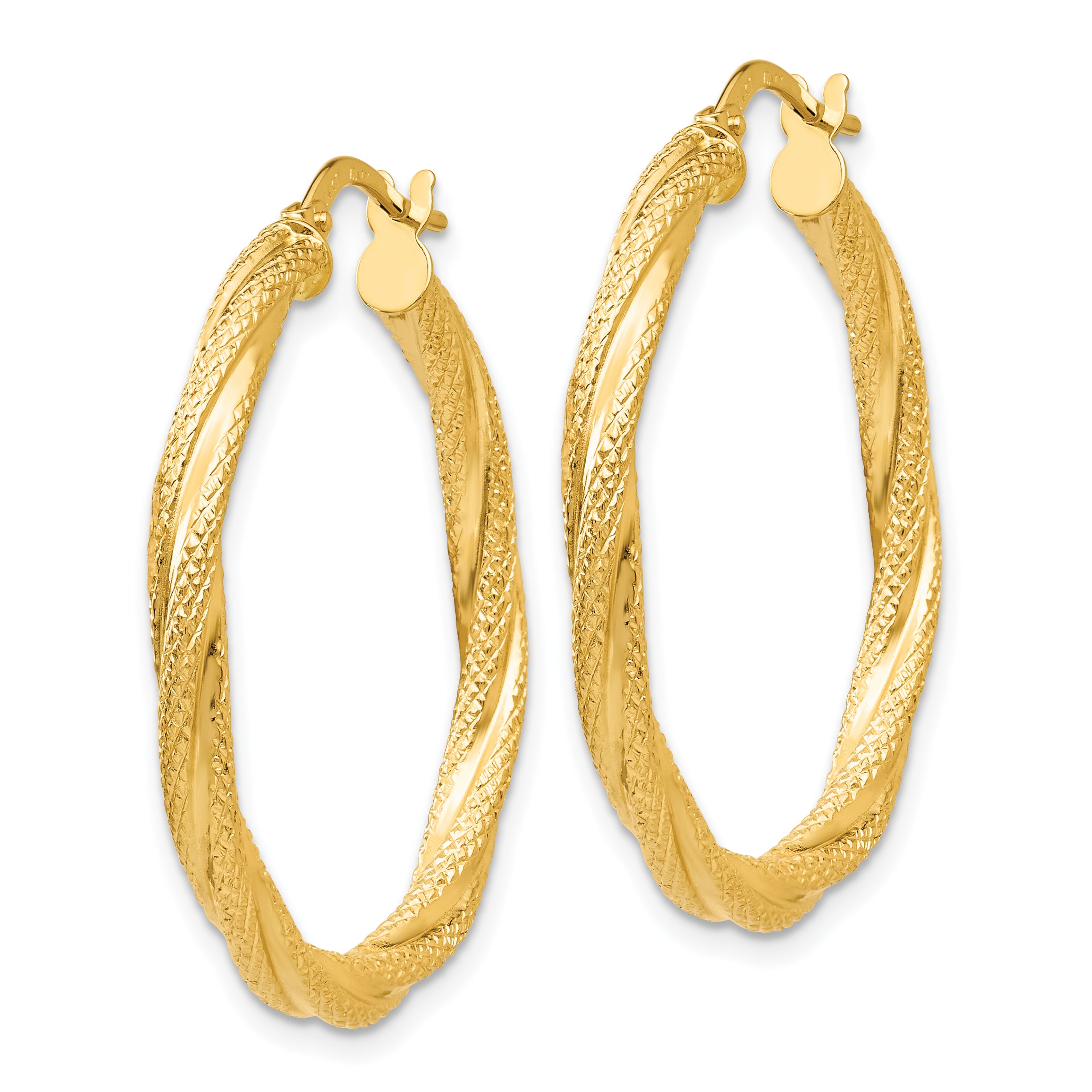 14K Twisted Textured Hoop Earrings