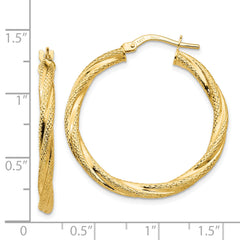 14K Twisted Textured Hoop Earrings