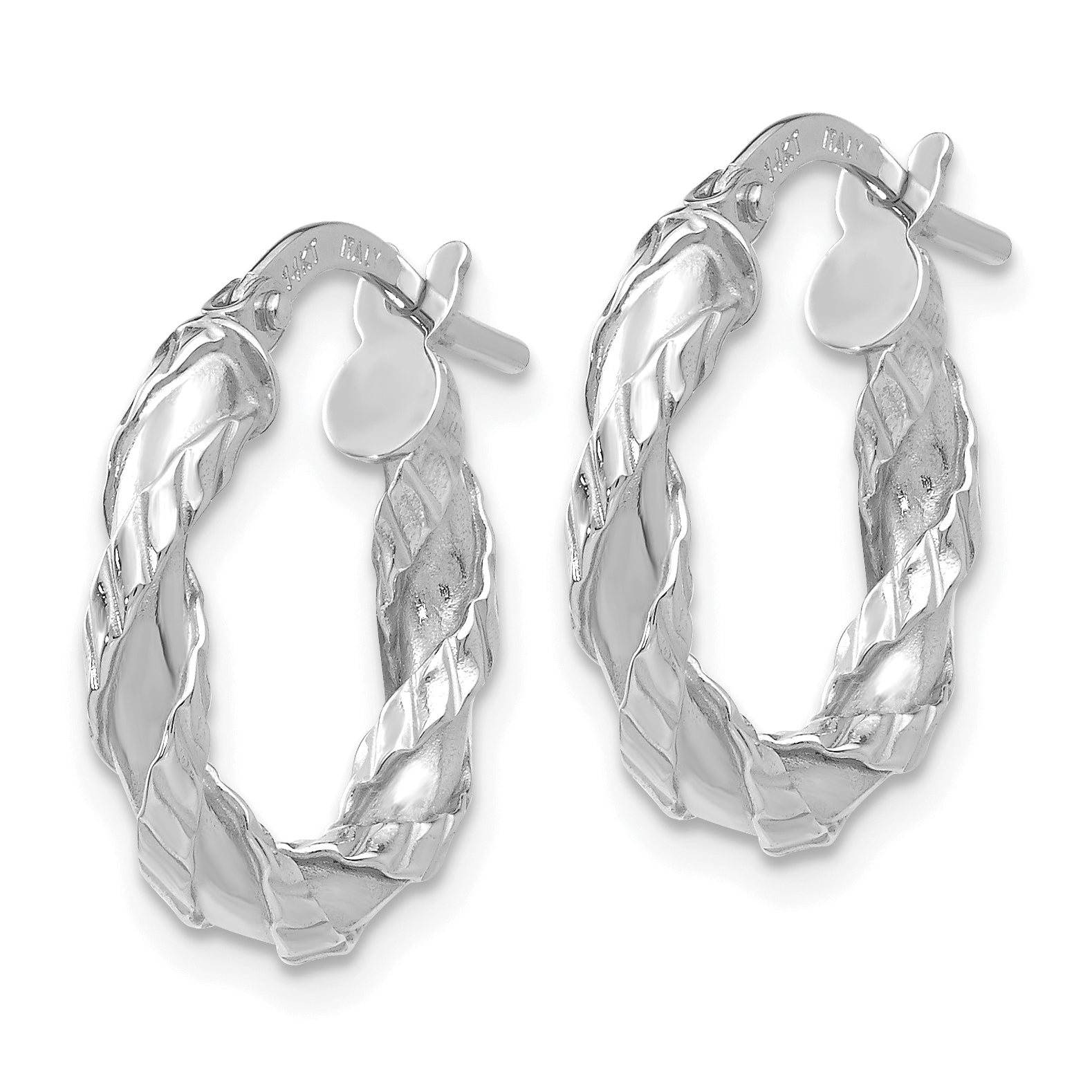 14K White Gold Twisted Rope Hoop Earrings