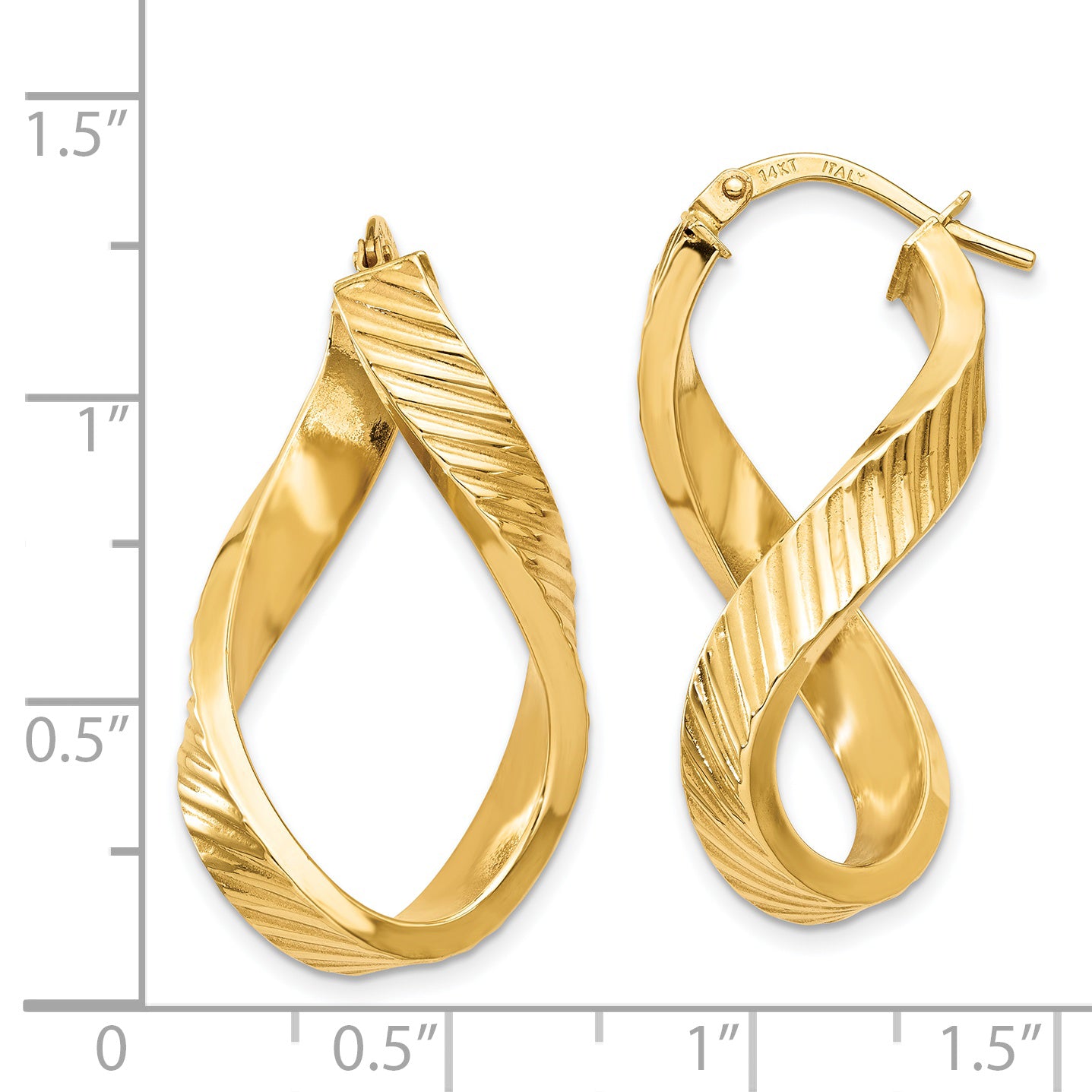 14K Twisted Textured Oval Hoop Earrings