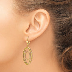 14K Gold Textured and Polished Dangle Leverback Earrings