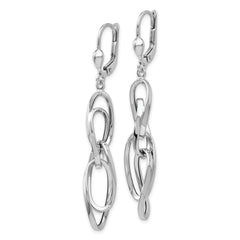 14K White Gold Polished Dangle Leverback Earrings