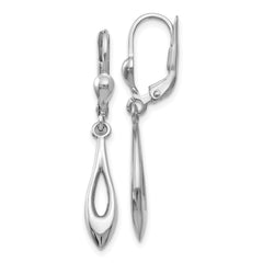 14K White Gold Polished Dangle Leverback Earrings