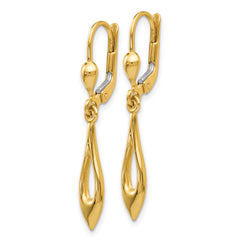 14K Gold Polished Dangle Leverback Earrings