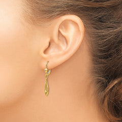 14K Gold Polished Dangle Leverback Earrings