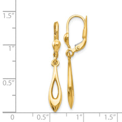 14K Gold Polished Dangle Leverback Earrings