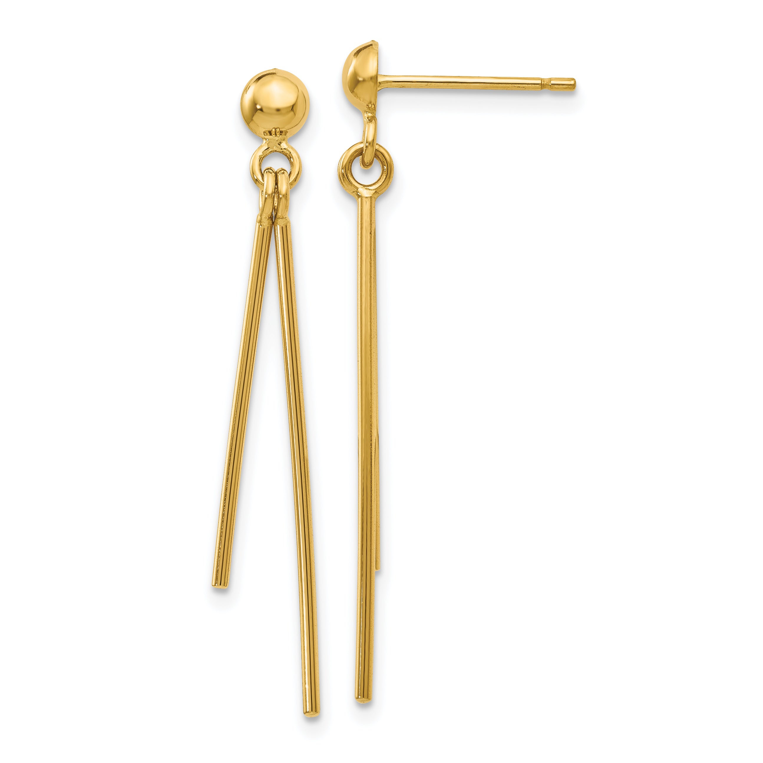 14k Polished Post Dangle Earrings