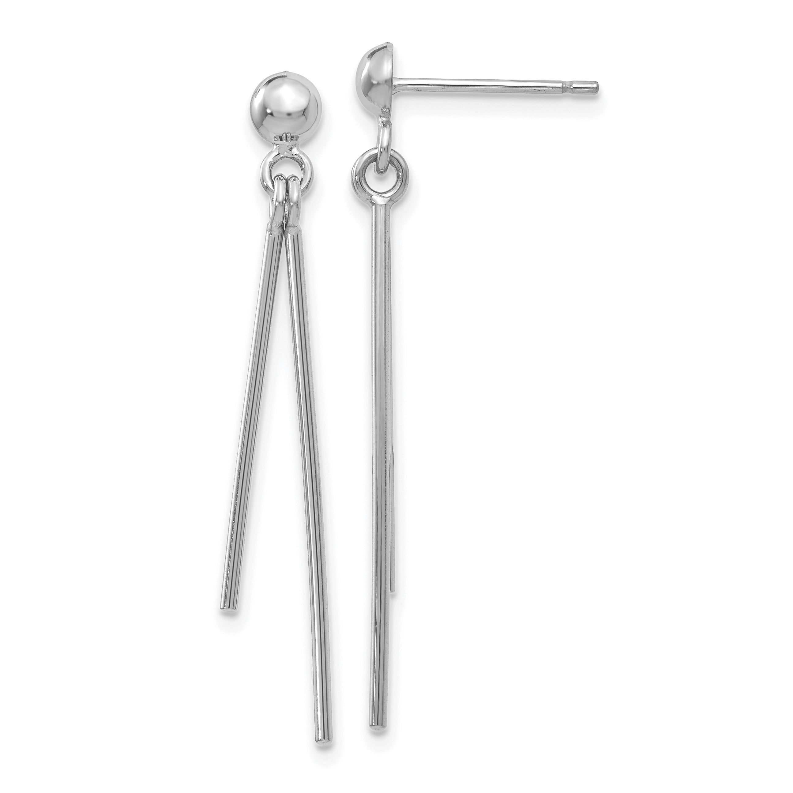 14k White Gold Polished Post Dangle Earrings