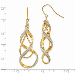 14k Polished Glitter Infused Spiral Dangle Earrings