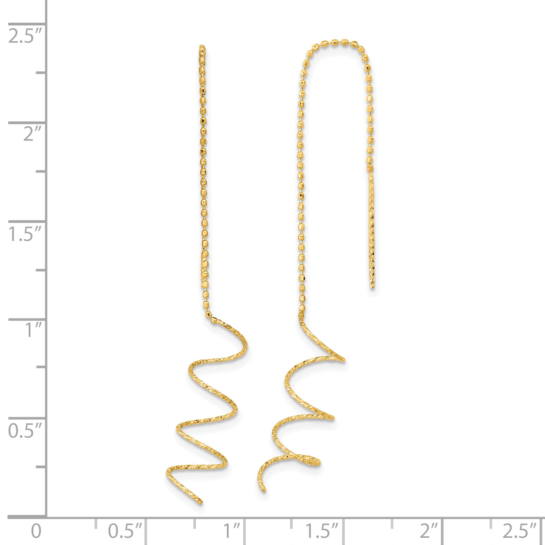 14k Polished Diamond-cut Spiral Threader Earrings