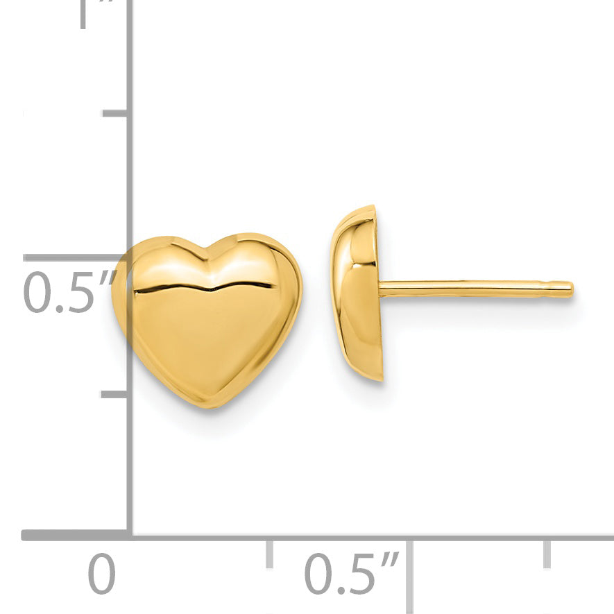 14k Gold Polished Heart Post Earrings