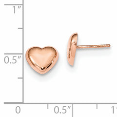 14k Rose Gold Polished Heart Post Earrings