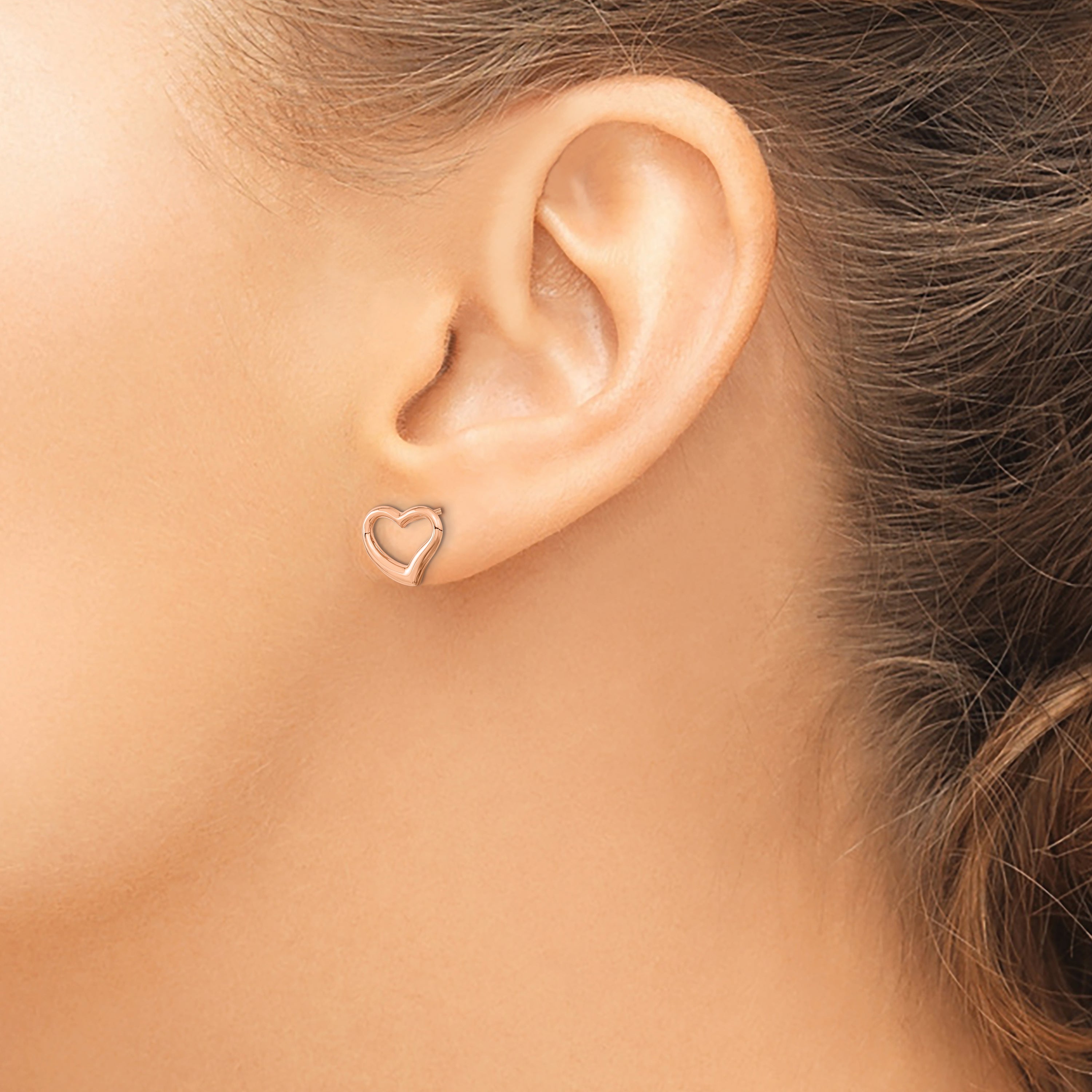 14k Rose Gold Polished Heart Post Earrings