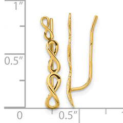 14k Gold Polished Infinity Ear Climber Earrings