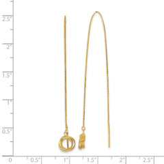 14k Polished Diamond Cut Box Chain Love Knot Threader Earrings