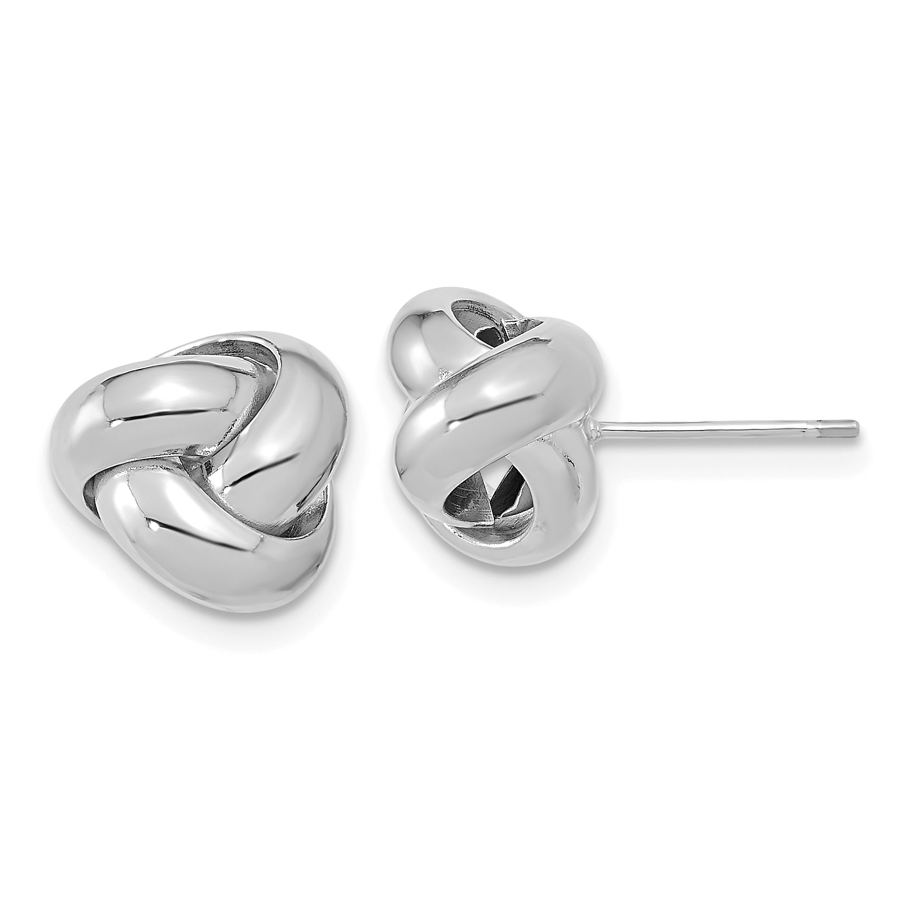 14k White Gold Polished Love Knot Post Earrings