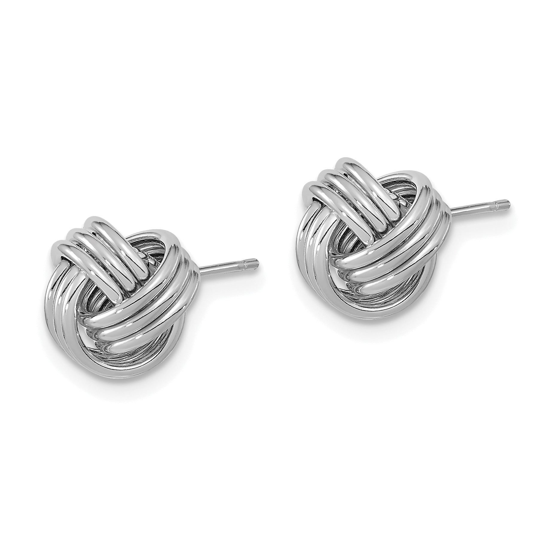 14k White Gold Polished Triple Love Knot Post Earrings