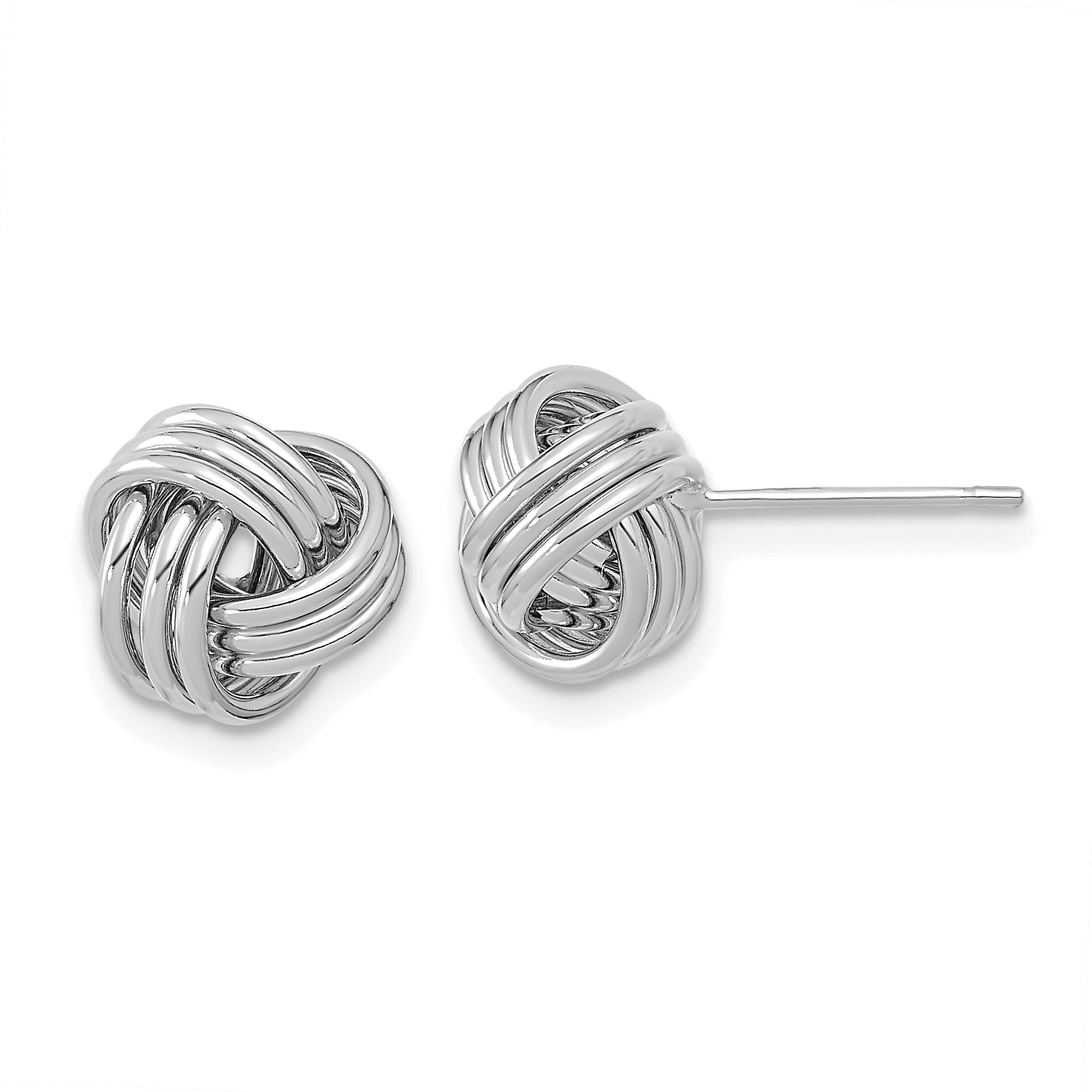 14k White Gold Polished Triple Love Knot Post Earrings