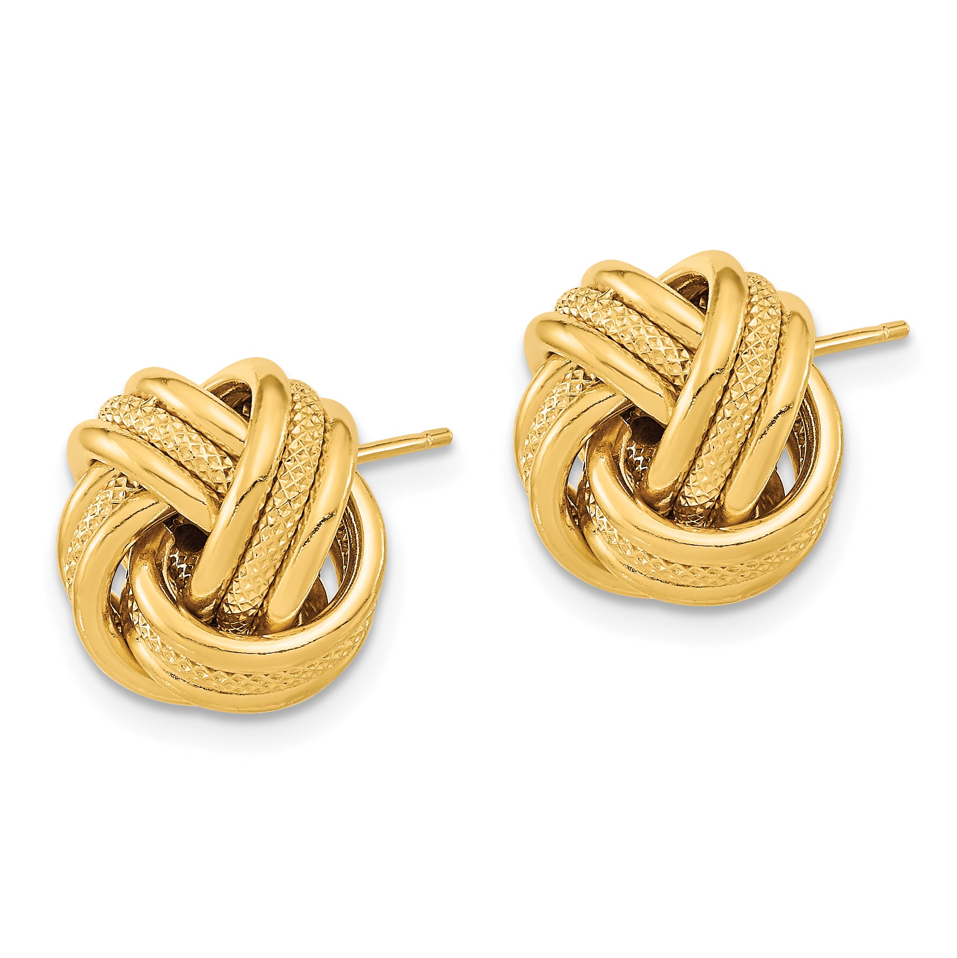 14k Polished Textured Triple Love Knot Post Earrings