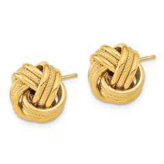 14k Polished Textured Triple Love Knot Post Earrings