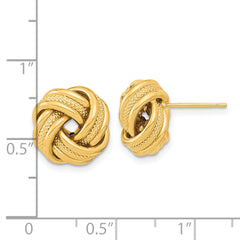 14k Polished Textured Triple Love Knot Post Earrings