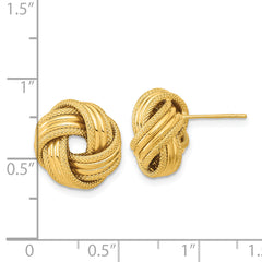 14k Polished Textured Love Knot Post Earrings