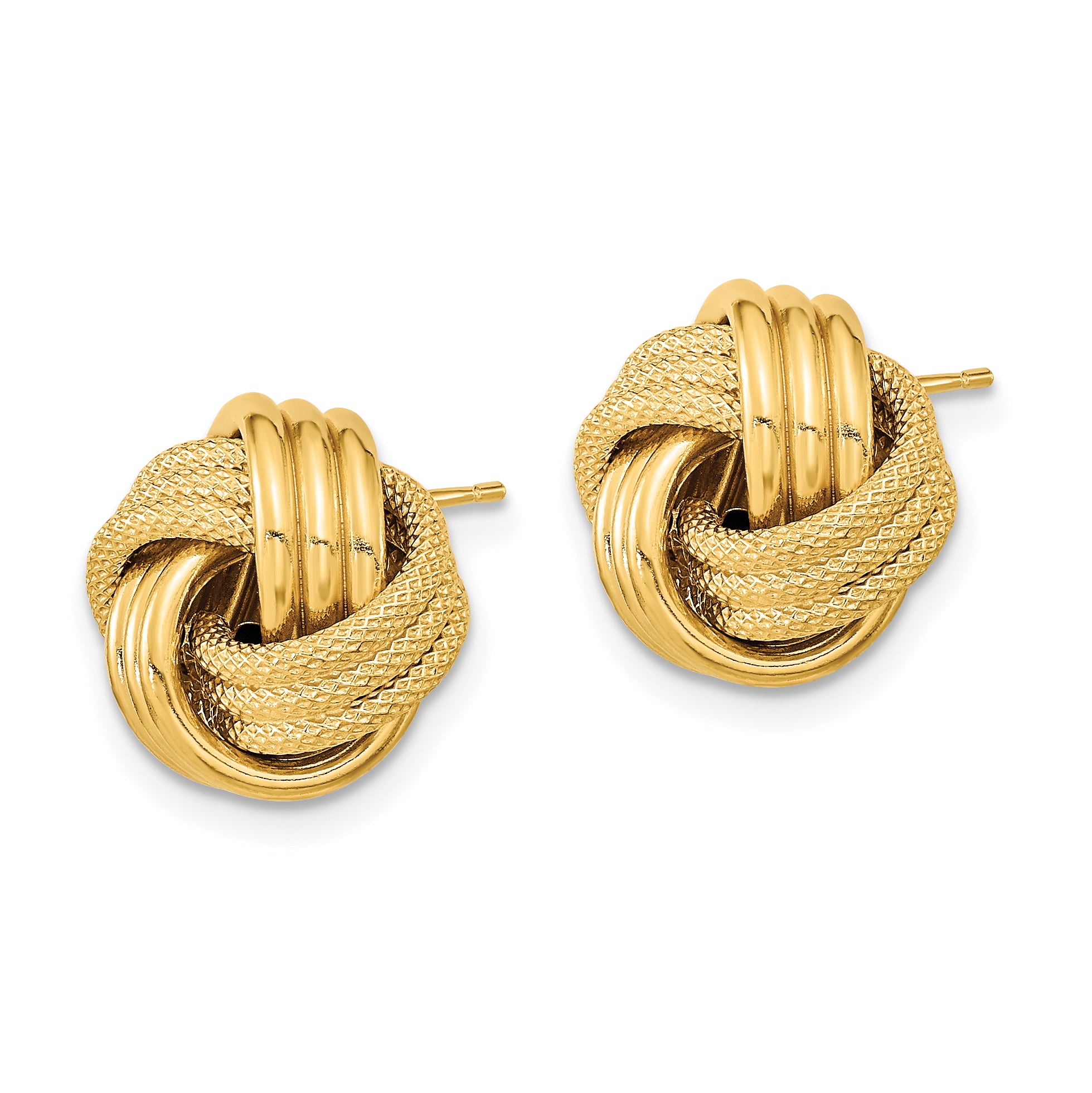 14k Polished Textured Triple Love Knot Post Earrings