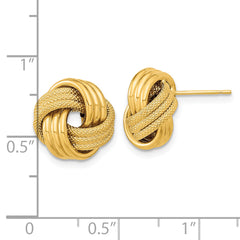 14k Polished Textured Triple Love Knot Post Earrings