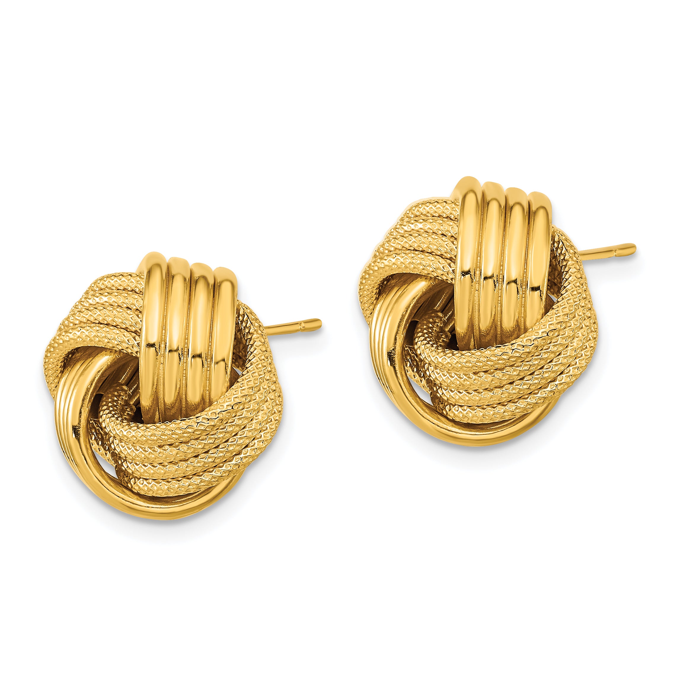 14k Polished Textured Love Knot Post Earrings