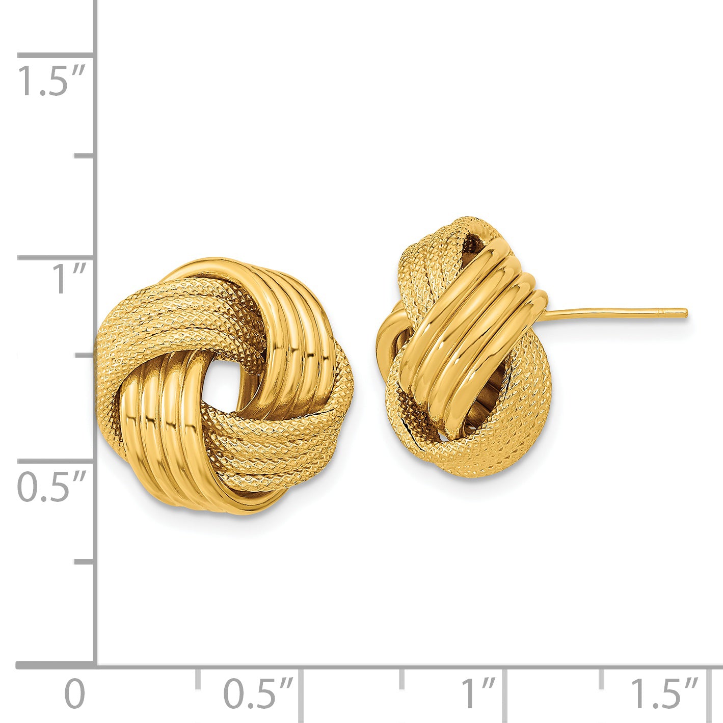 14k Polished Textured Love Knot Post Earrings