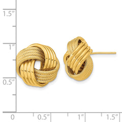 14k Polished Textured Love Knot Post Earrings