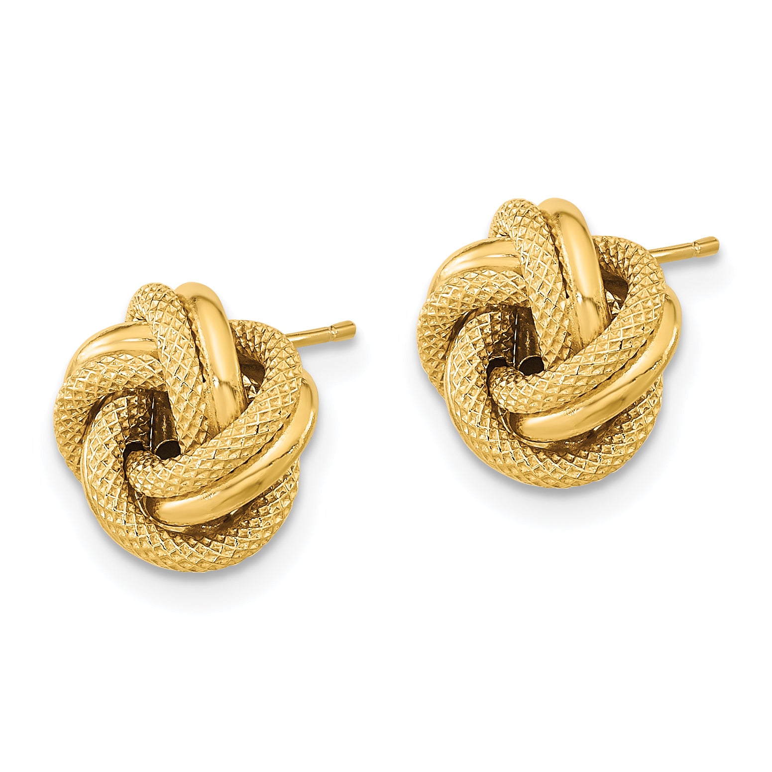 14k Polished Textured Double Love Knot Post Earrings